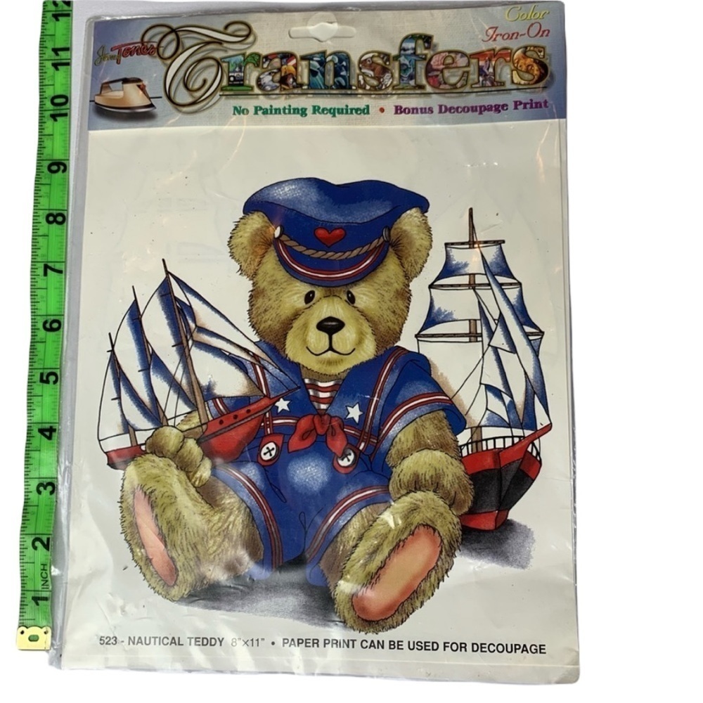 Nautical Teddy Bear Iron On Transfer New In Pack